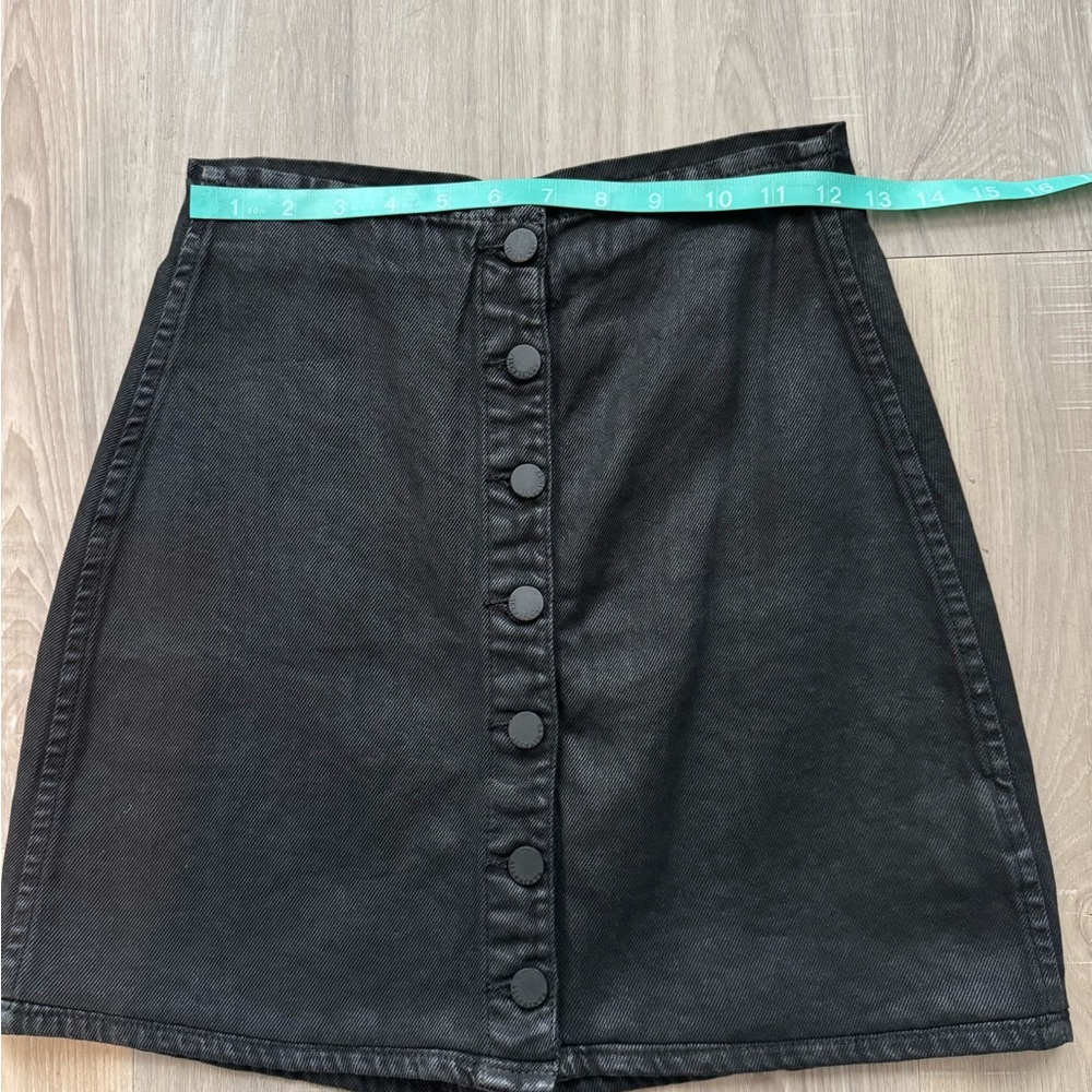All Saints Black Button-Front Denim Skirt - Picture 4 of 7